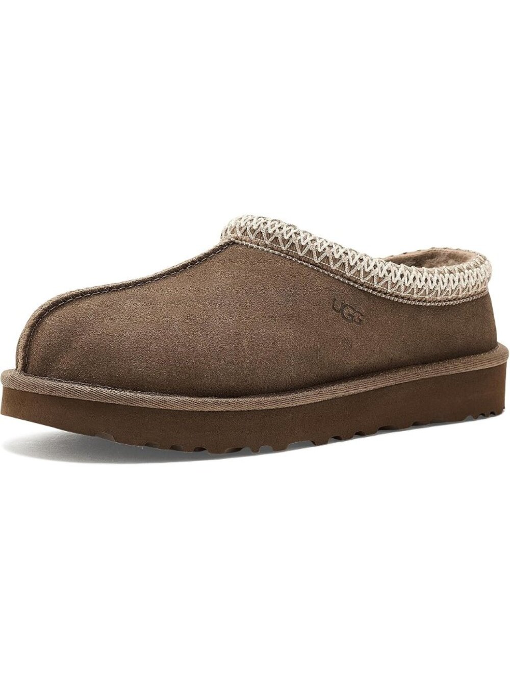 Womens Light Bronze Suede UGG Tasman II Slipper Heat Embossed Braided Slippers